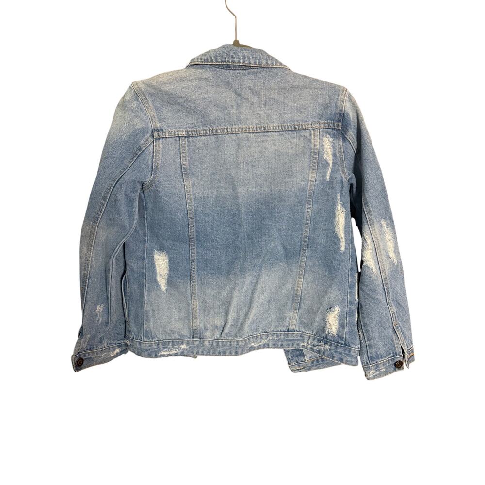 Atar'd State Distressed Denim Jacket Light washed Cropped Jean Jacket Size XS - Picture 3 of 4